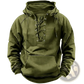 Men's Lace Up Cotton Pullover Hoodie with Kangaroo Pocket