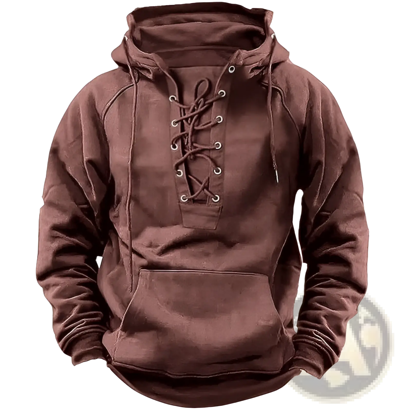 Men's Lace Up Cotton Pullover Hoodie with Kangaroo Pocket
