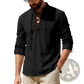Men's Lace Up Linen Henley Shirt with Roll Up Sleeves