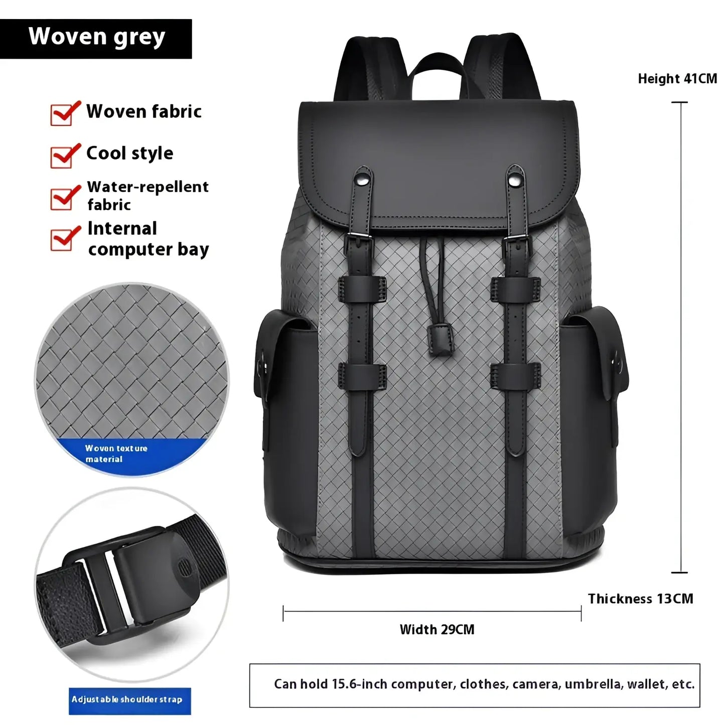 Men's Leather Business Travel Backpack with Laptop Sleeve