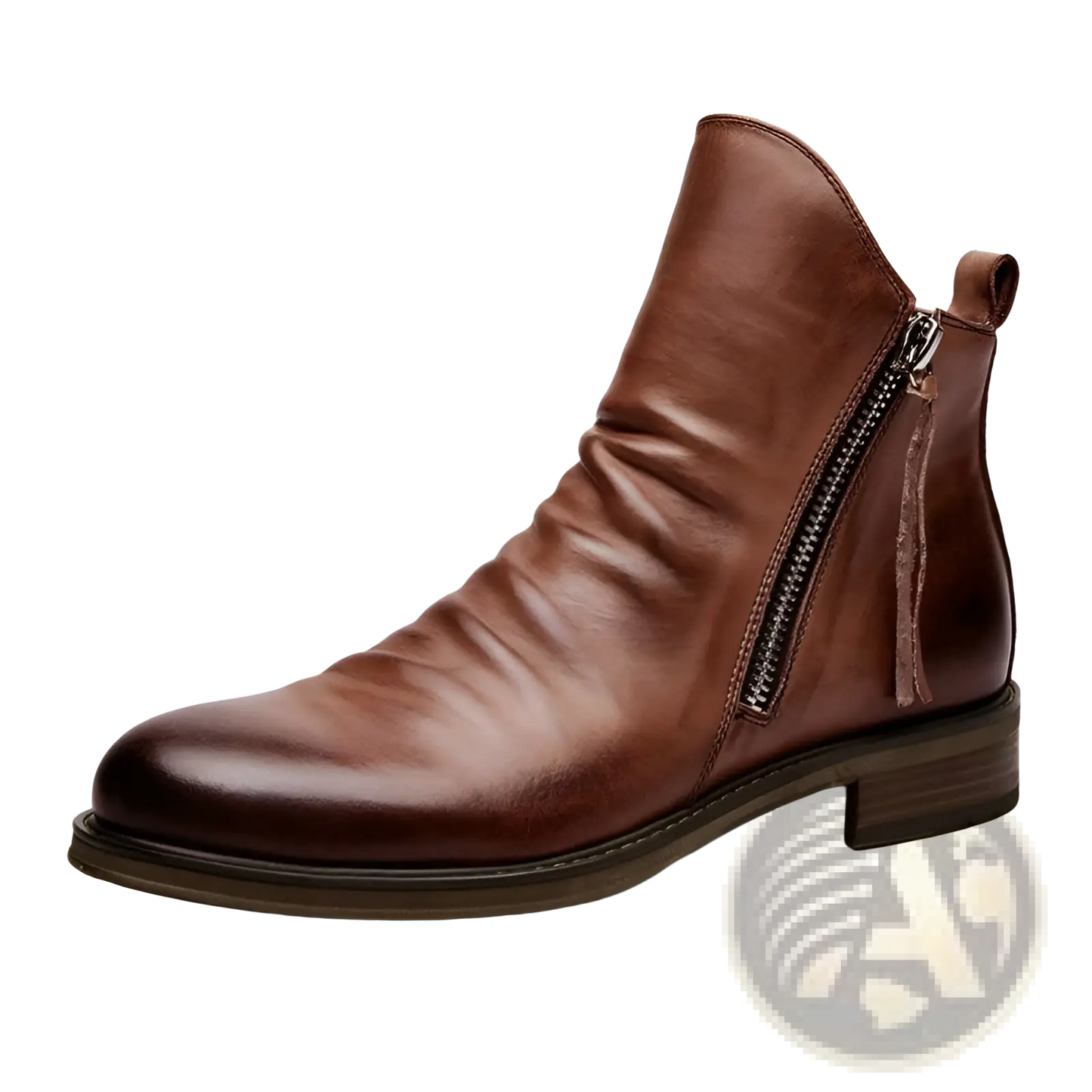 Men's Leather Chelsea Boots with Side Zipper Heel