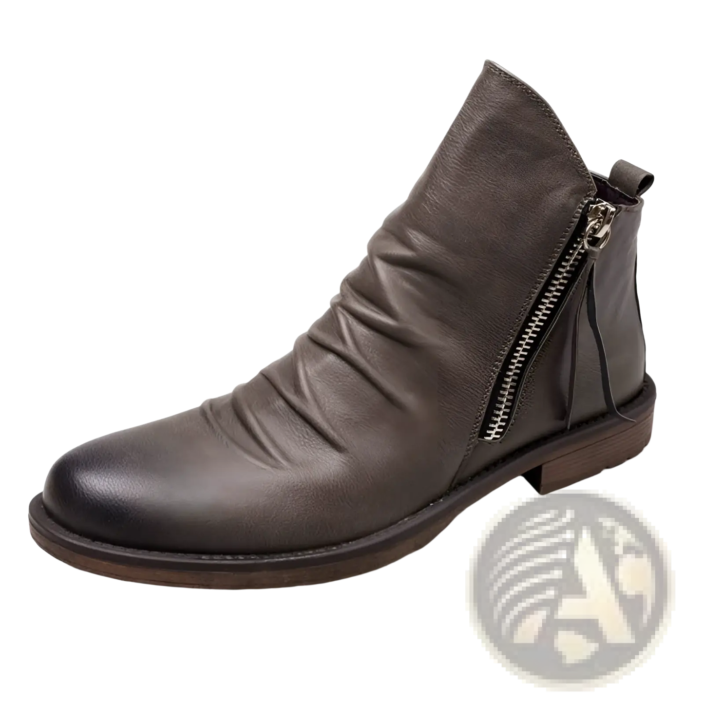 Men's Leather Chelsea Boots with Side Zipper Heel