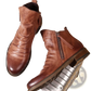 Men's Leather Chelsea Boots with Side Zipper Heel