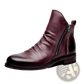 Men's Leather Chelsea Boots with Side Zipper Heel