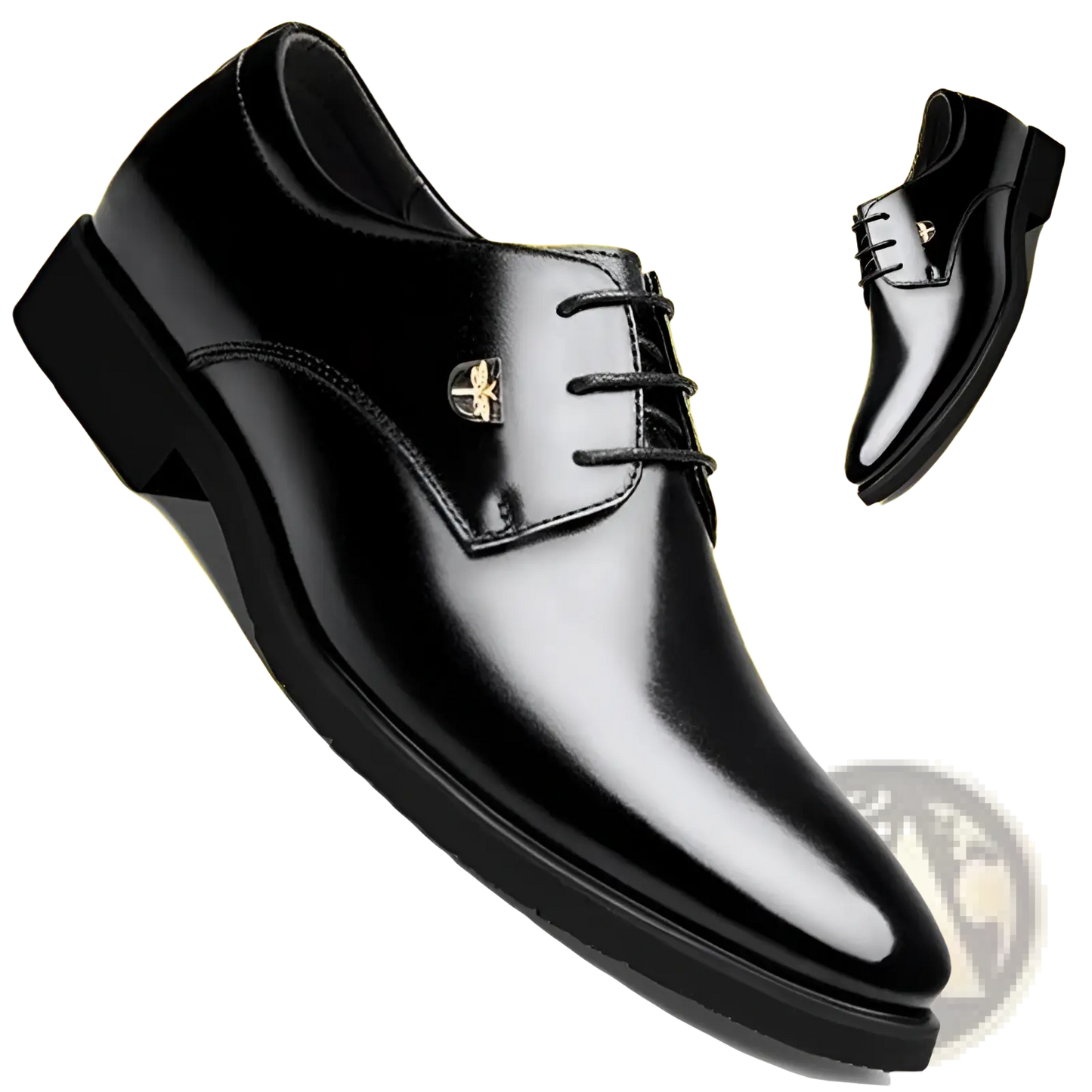 Men's Leather Dress Shoes Polished Lace Up Flats