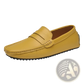 Men's Leather Driving Loafers with Rubber Soles