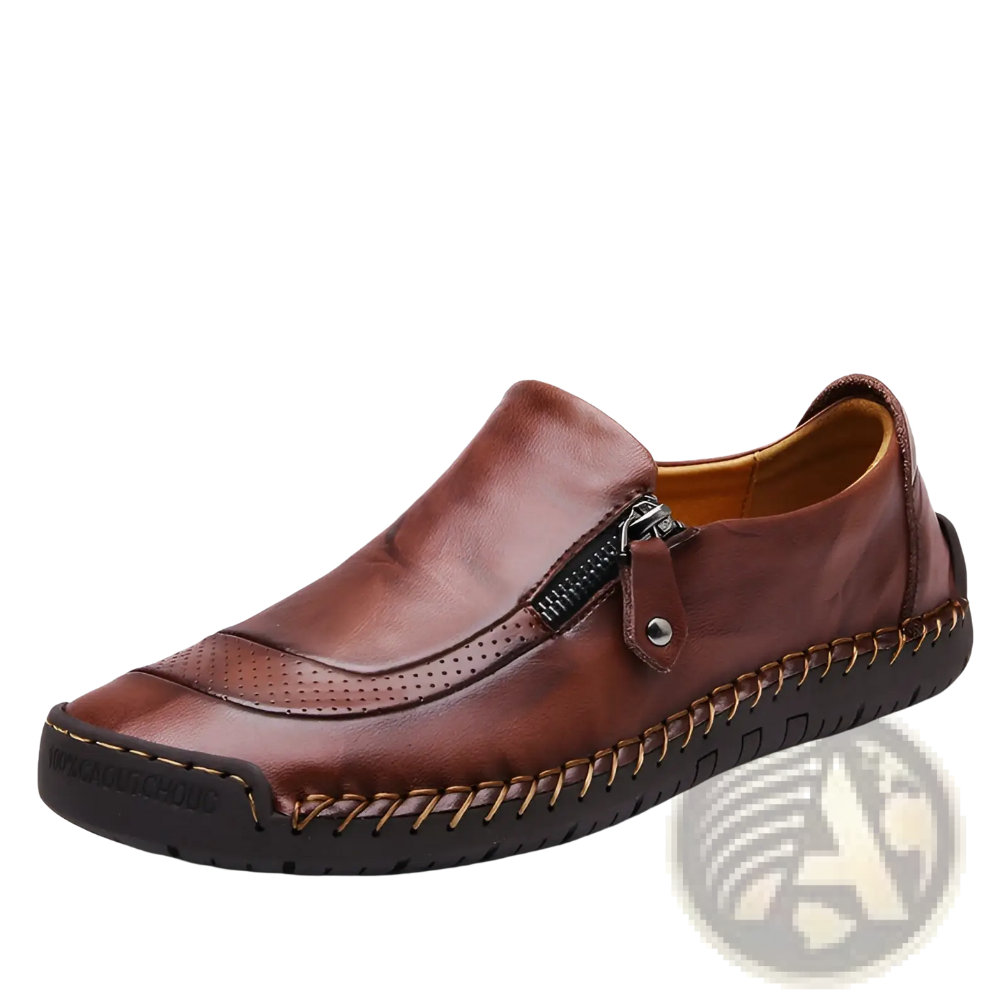 Men's Leather Loafers Zipper Business Casual Shoes