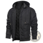 Men's Leather Motorcycle Jacket with Removable Hood