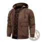 Men's Leather Motorcycle Jacket with Removable Hood