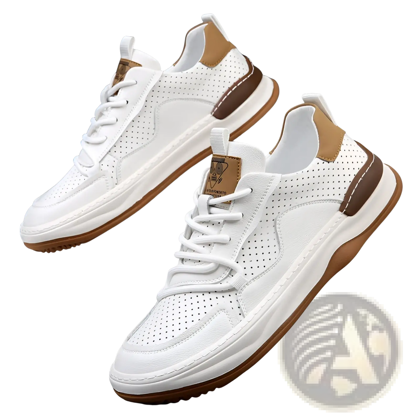 Men's Leather Perforated Breathable Sneakers