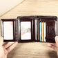Men's Brown Leather Tri-fold Wallet with Id Window