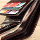Men's Brown Leather Tri-fold Wallet with Id Window