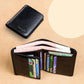 Men's Brown Leather Tri-fold Wallet with Id Window