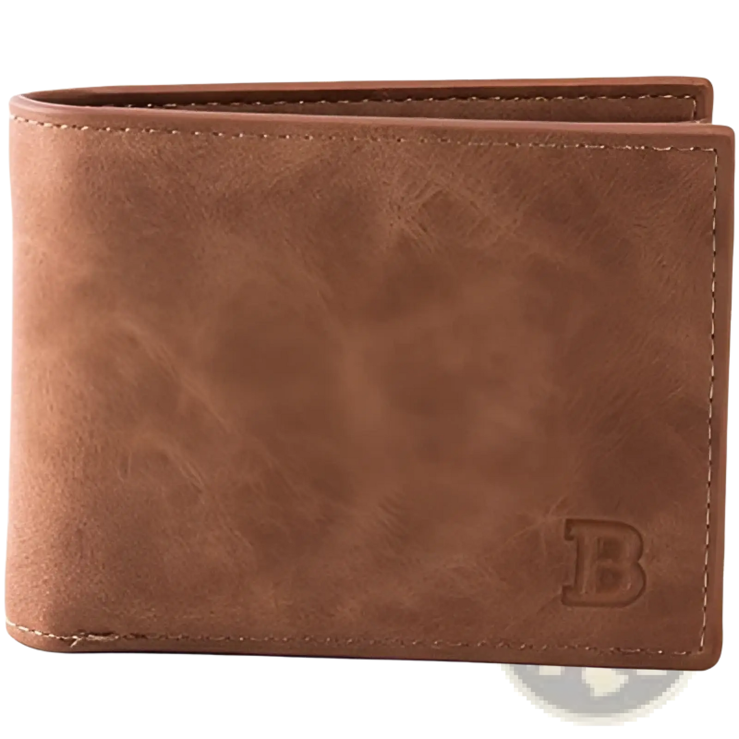 Men's Leather Wallet with Embossed Logo and Coin Pocket