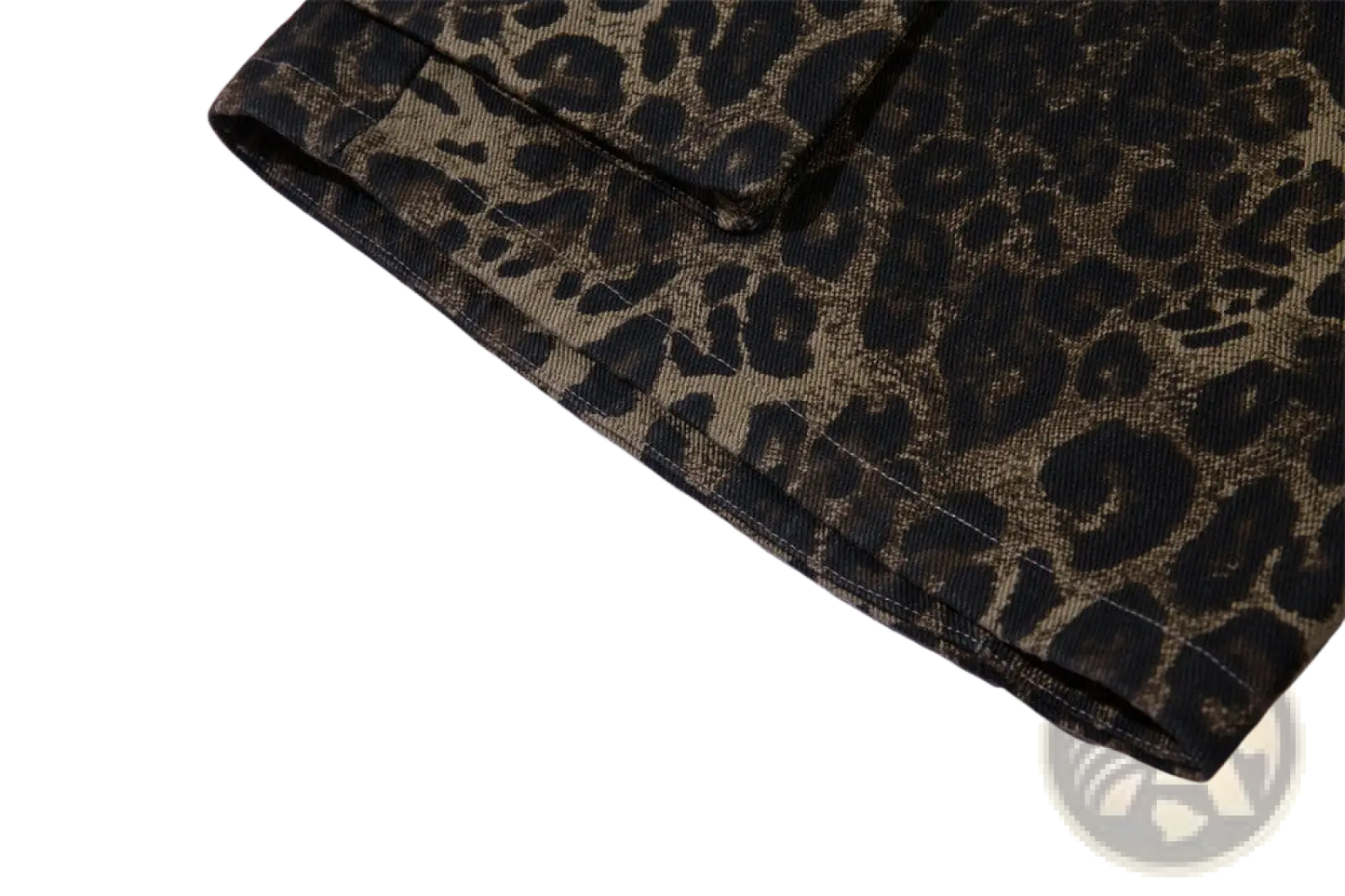 Men's Leopard Print Denim and Cargo Workwear Shorts