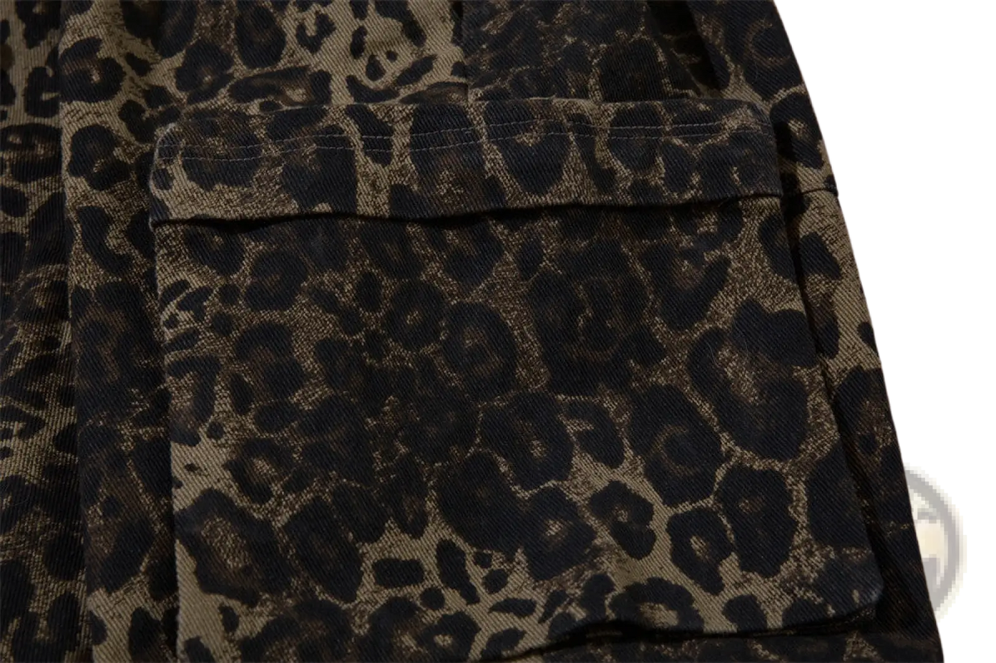 Men's Leopard Print Denim and Cargo Workwear Shorts
