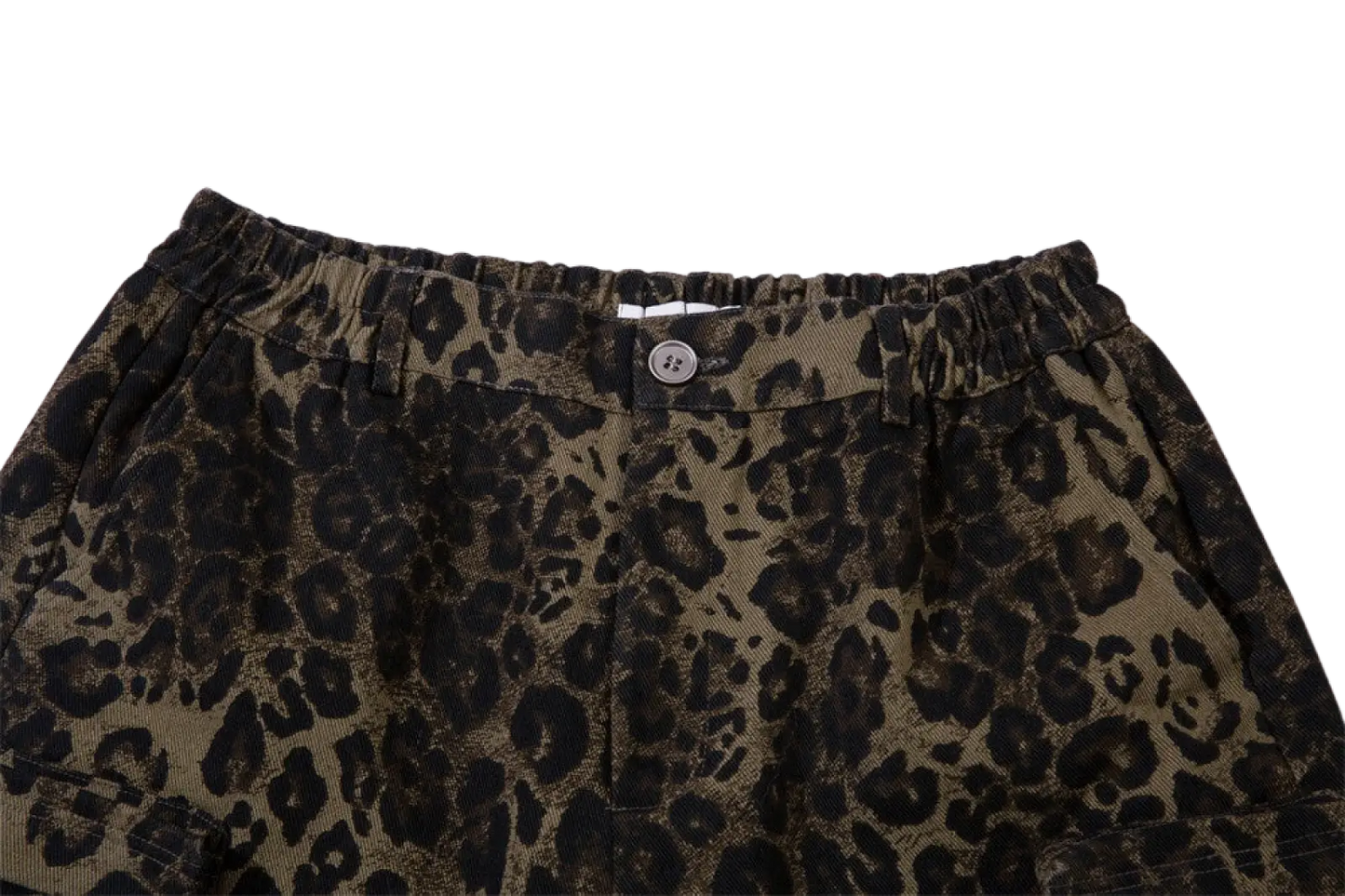 Men's Leopard Print Denim and Cargo Workwear Shorts