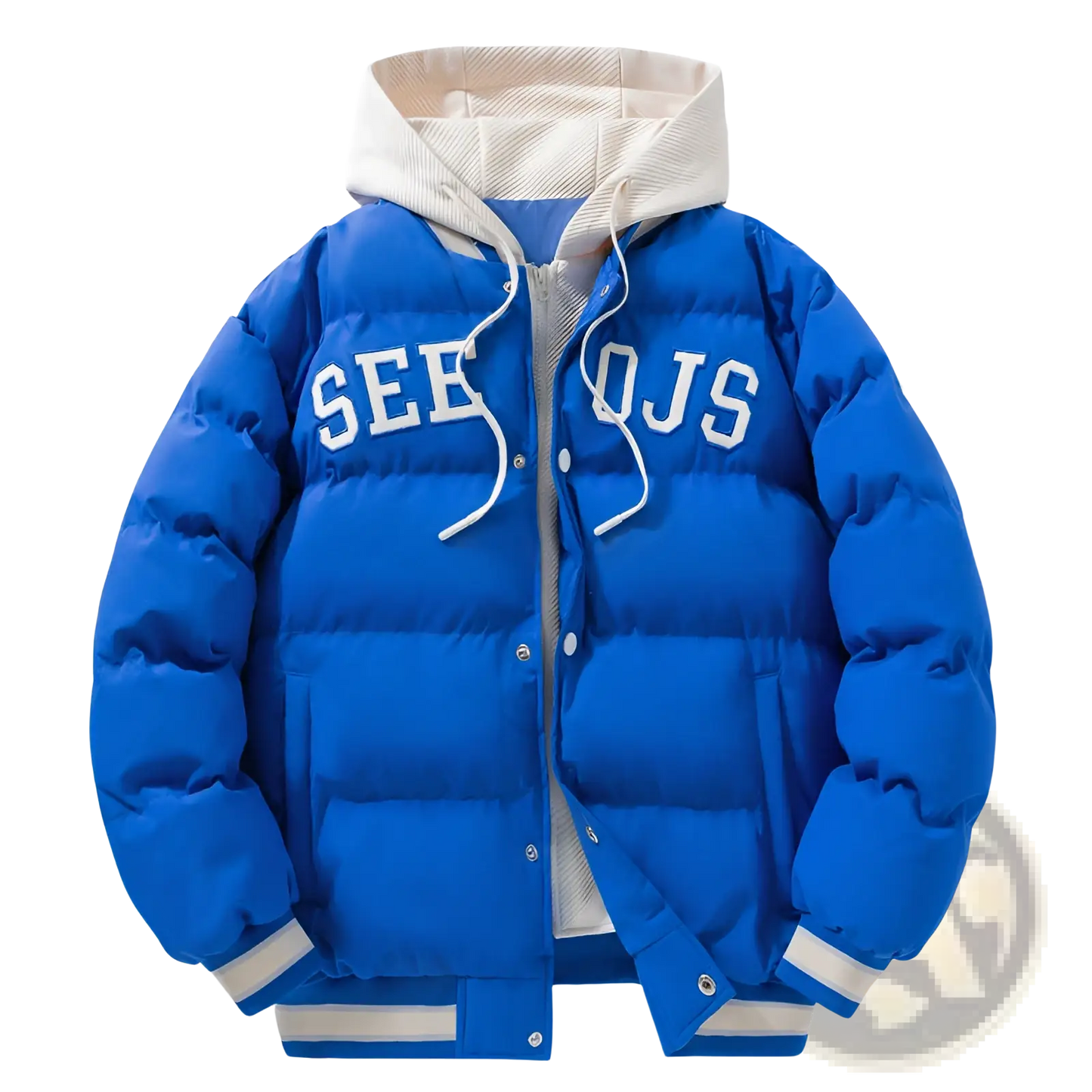 Men's Letter Print Hooded Puffer Jacket