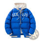 Men's Letter Print Hooded Puffer Jacket
