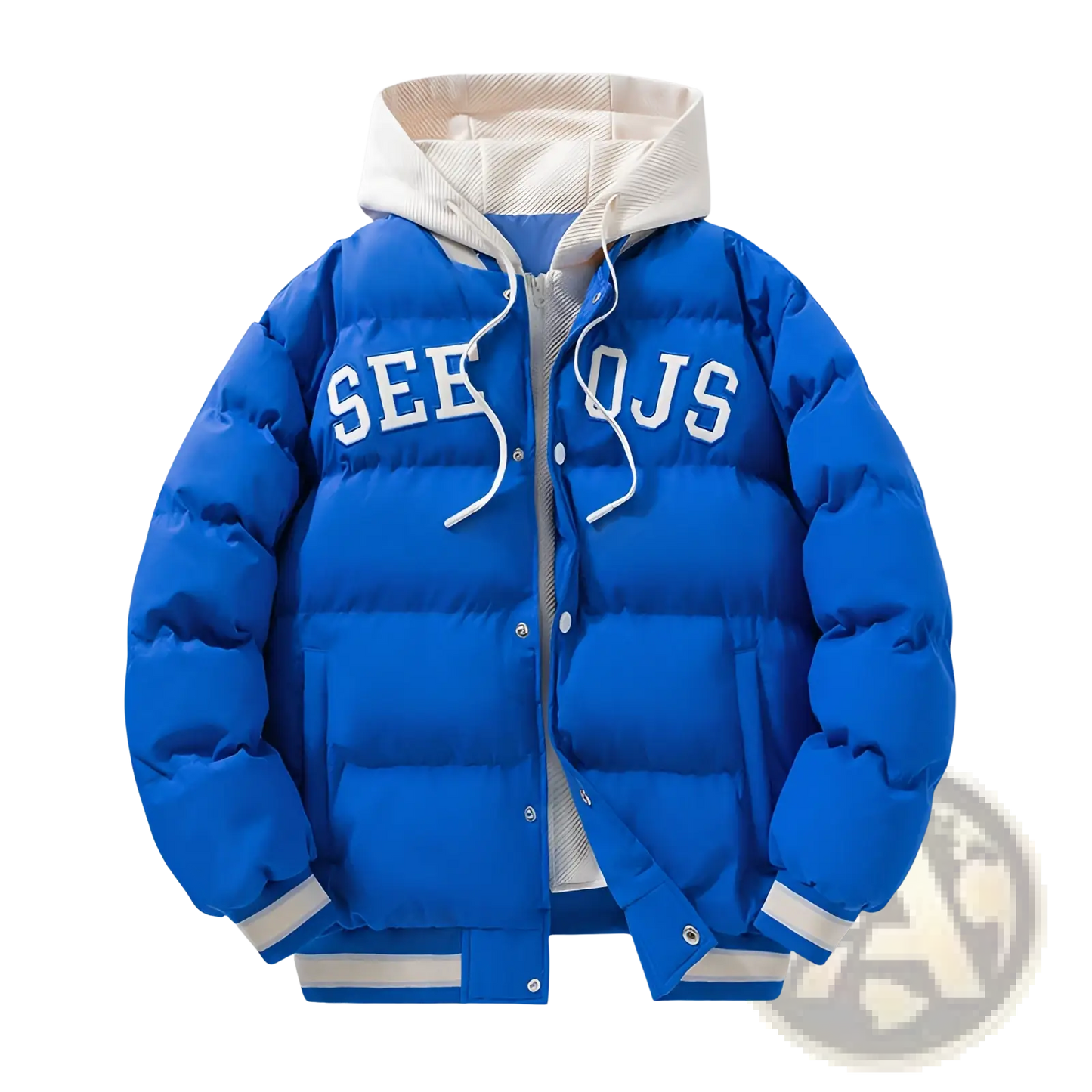 Men's Letter Print Hooded Puffer Jacket