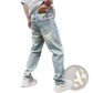 Men's Light Wash Relaxed Straight Leg Denim Jeans