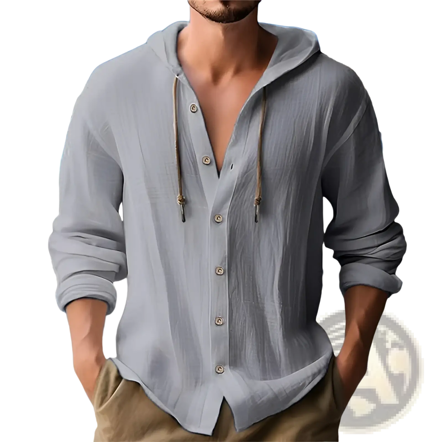 Men's Lightweight Hooded Button Up Cardigan Shirt