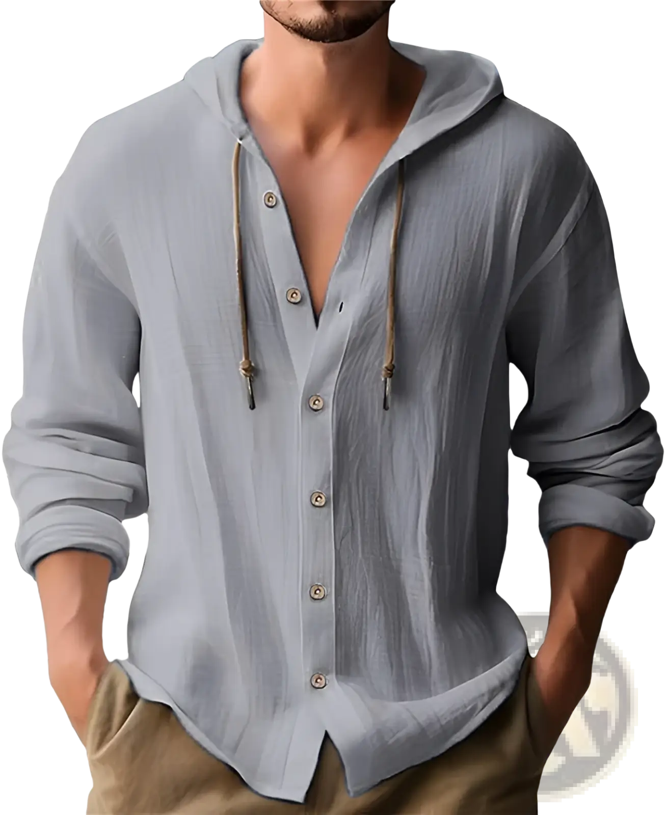 Men's Lightweight Hooded Button Up Cardigan Shirt