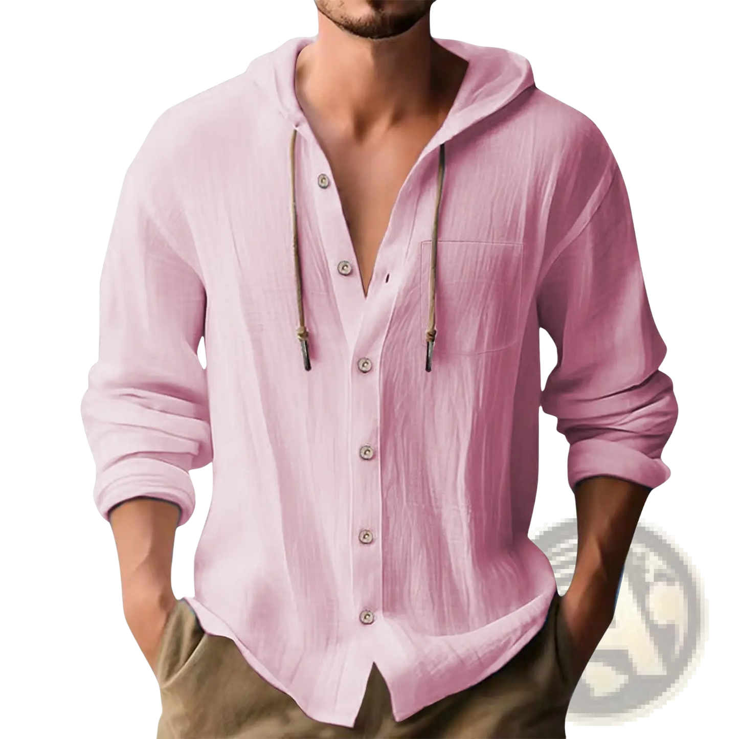 Men's Lightweight Hooded Button Up Cardigan Shirt