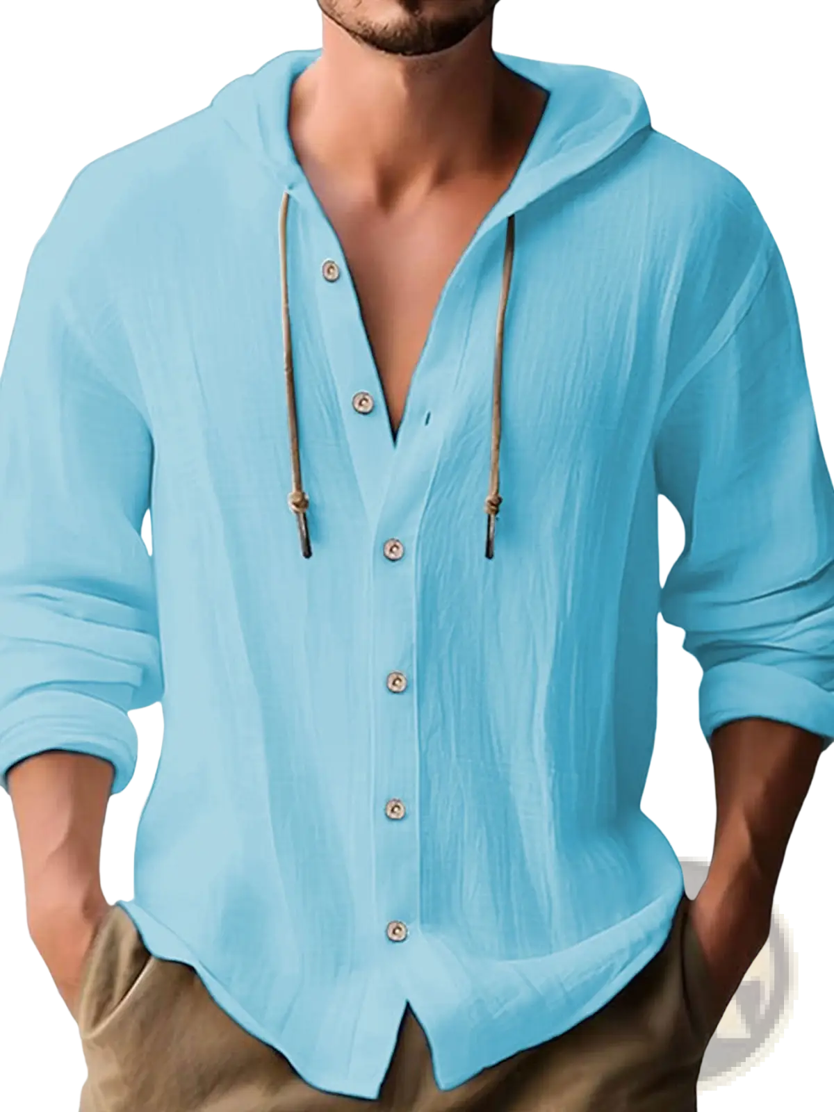 Men's Lightweight Hooded Button Up Cardigan Shirt