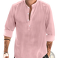 Men's Lightweight Mandarin Collar Linen and Cotton Shirt