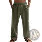 Men's Linen Straight Leg Pants with Side Button Detail
