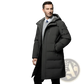 Men's Long Quilted Hooded Down Winter Jacket
