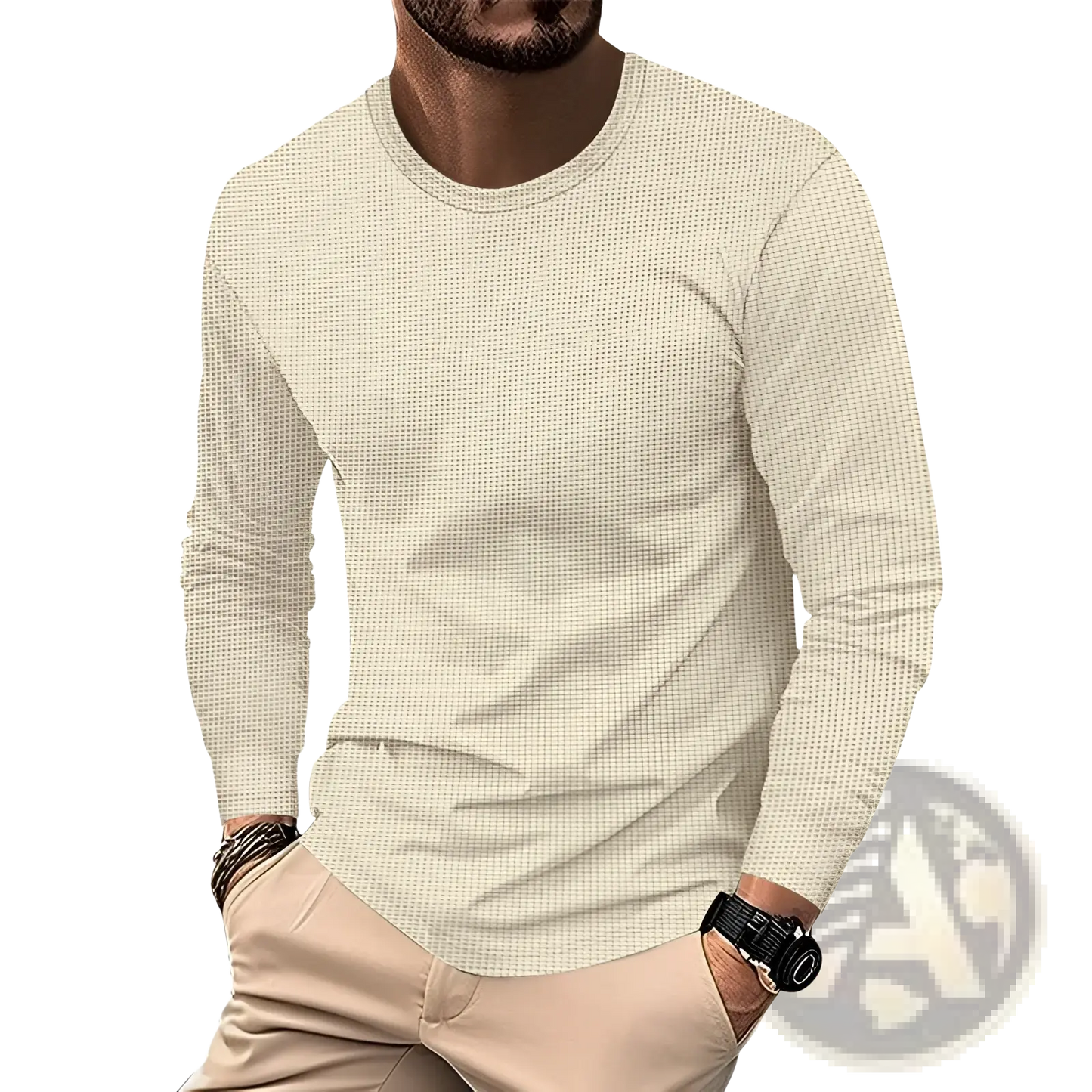 Men's Long Sleeve Waffle Knit Thermal Pullover