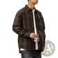 Men's Loose Fit Retro Plaid Long Sleeve Button Up Shirt