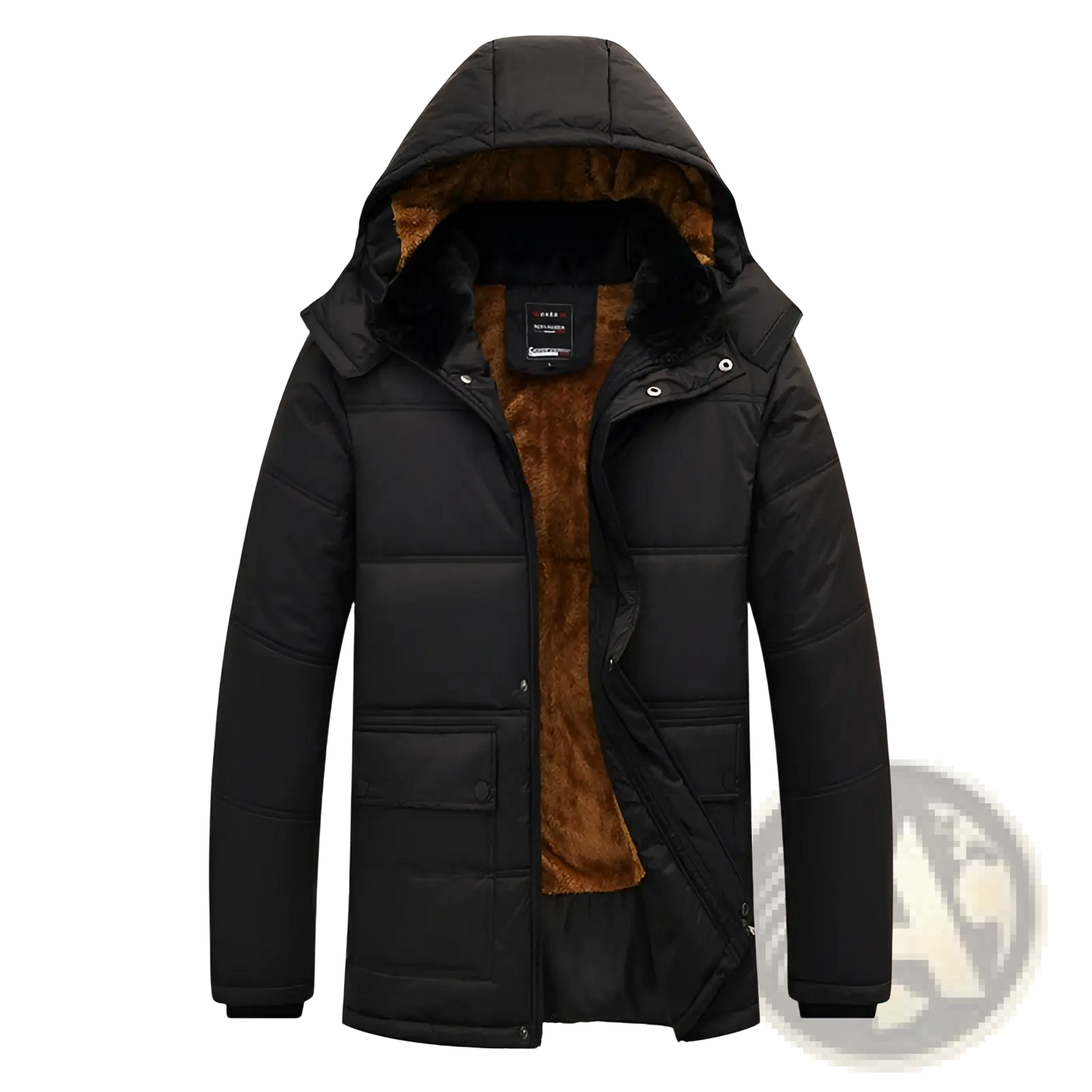 Men's Loose Hooded Quilted Puffer Jacket with Fleece Lining
