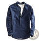 Men's Loose Linen Mandarin Collar Long Sleeve Shirt