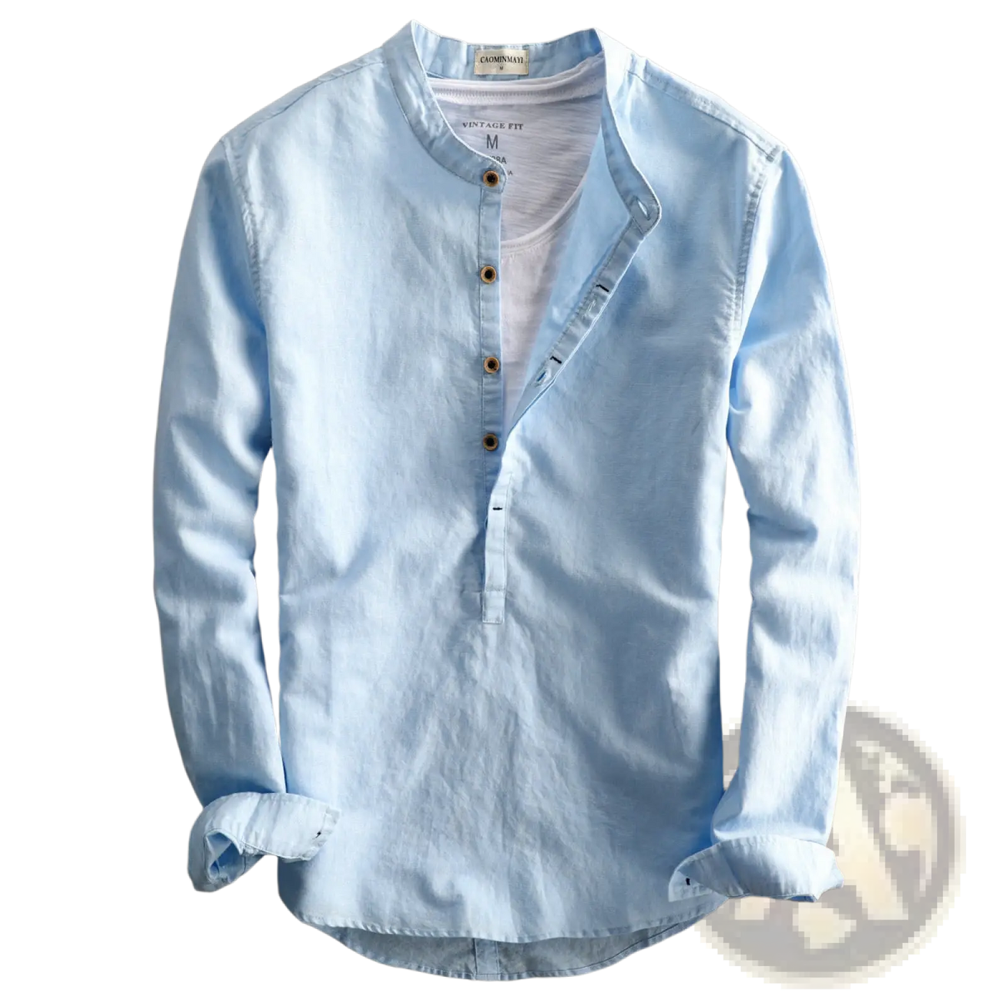 Men's Loose Linen Mandarin Collar Long Sleeve Shirt