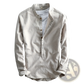 Men's Loose Linen Mandarin Collar Long Sleeve Shirt