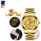Men's Luxury 18k Gold Dragon Diamond Quartz Watch