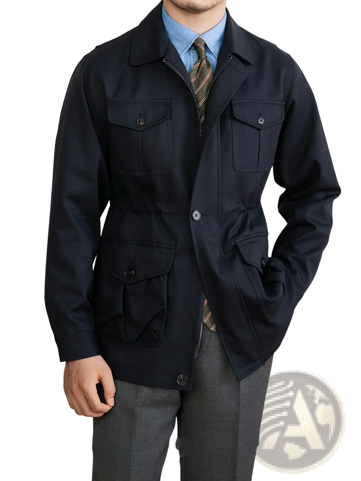 Men's Lyocell Blend Utility Safari Jacket with Flap Pockets