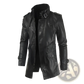 Men's Mid-length Fleece Lined Faux Leather Coat