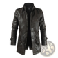 Men's Mid-length Fleece Lined Faux Leather Coat