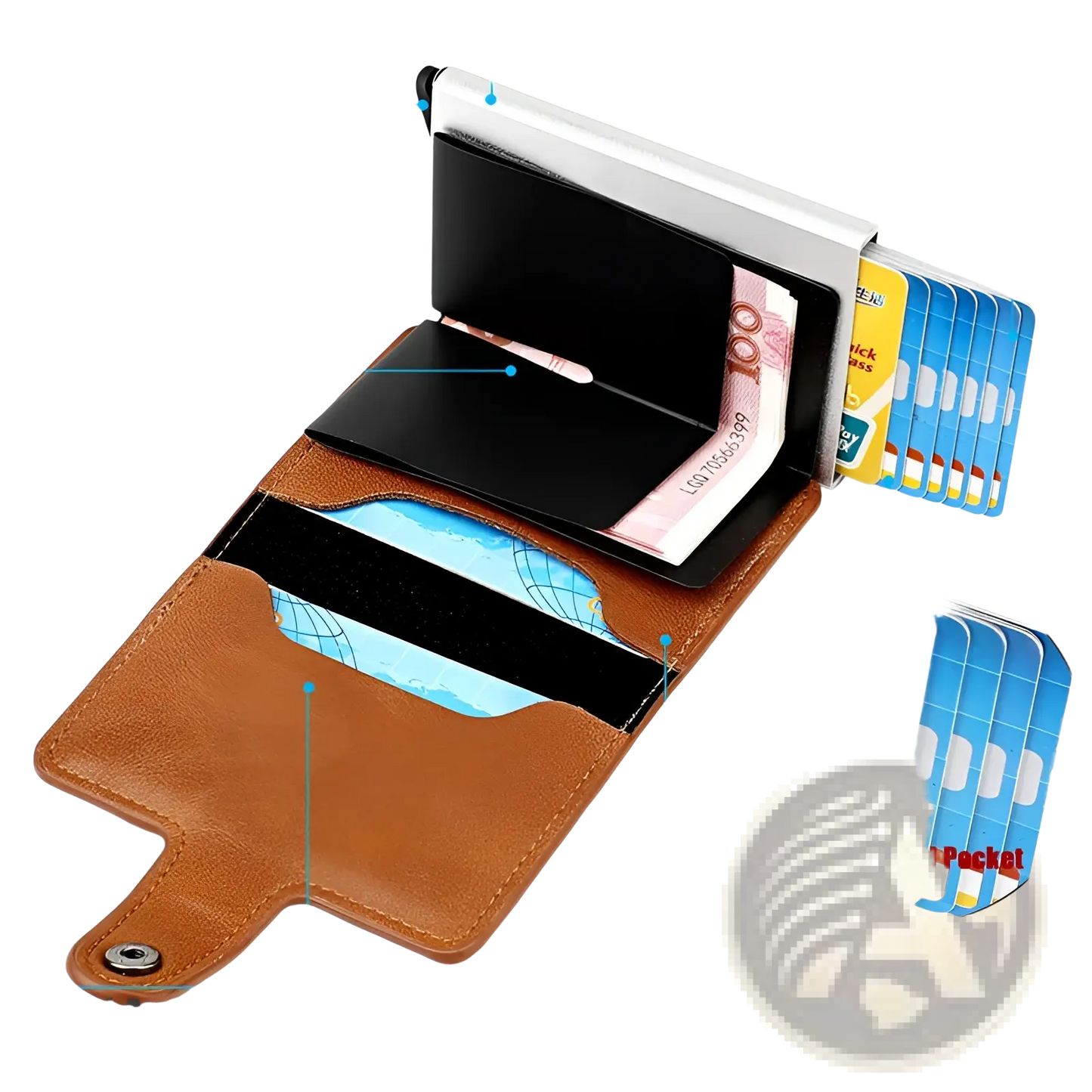 Men's Minimalist Brown Leather Rfid Wallet with Hasp Closure