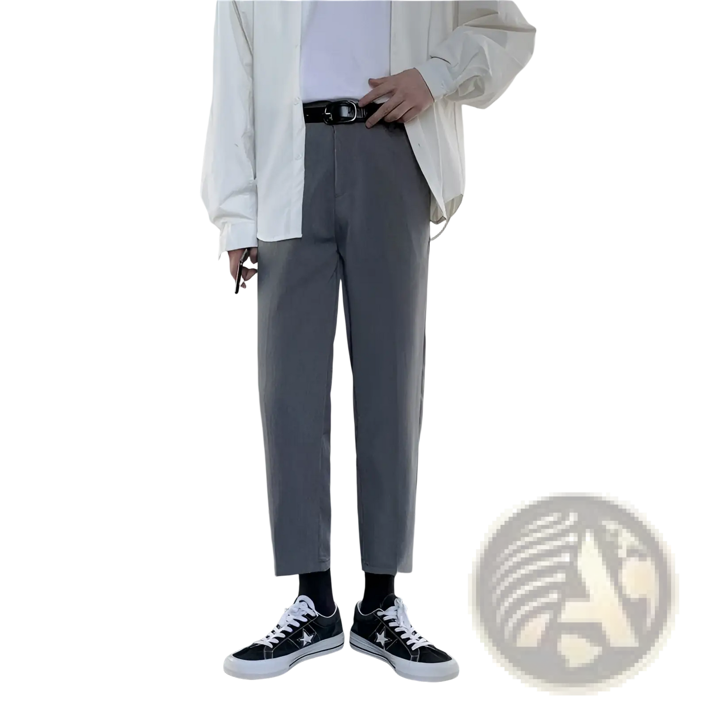 Men's Modern Slim Fit Straight Leg Cotton Trousers