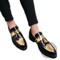 Men's Patent Leather Tassel Loafers with Metallic Strap