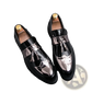 Men's Patent Leather Tassel Loafers with Metallic Strap