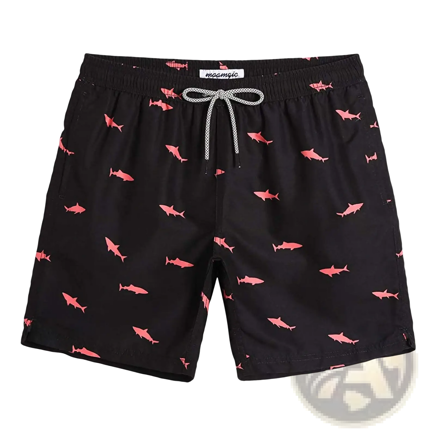 Men's Pink Shark Print Quick Dry Swim Trunks