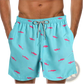 Men's Pink Shark Print Quick Dry Swim Trunks