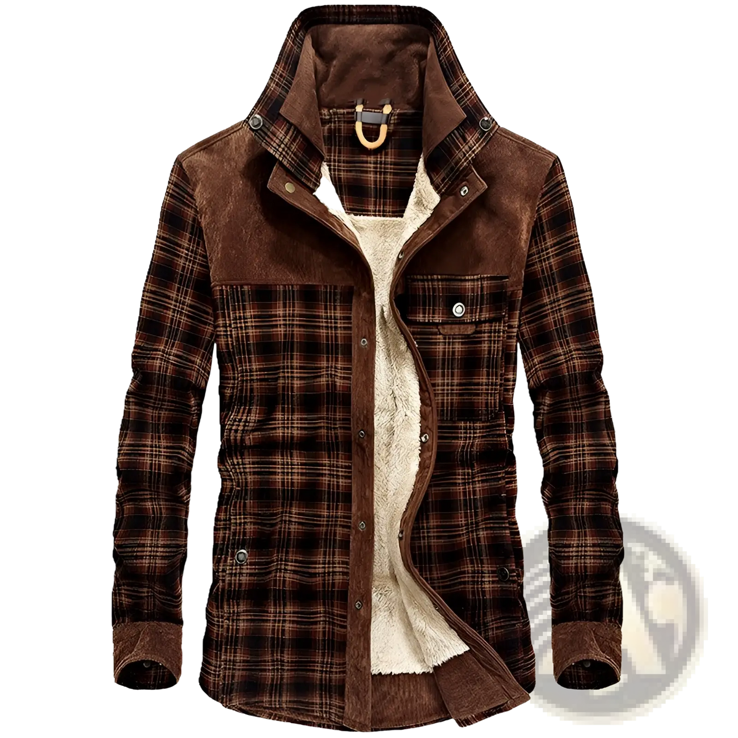 Men's Plaid Fleece Lined Corduroy Winter Jacket