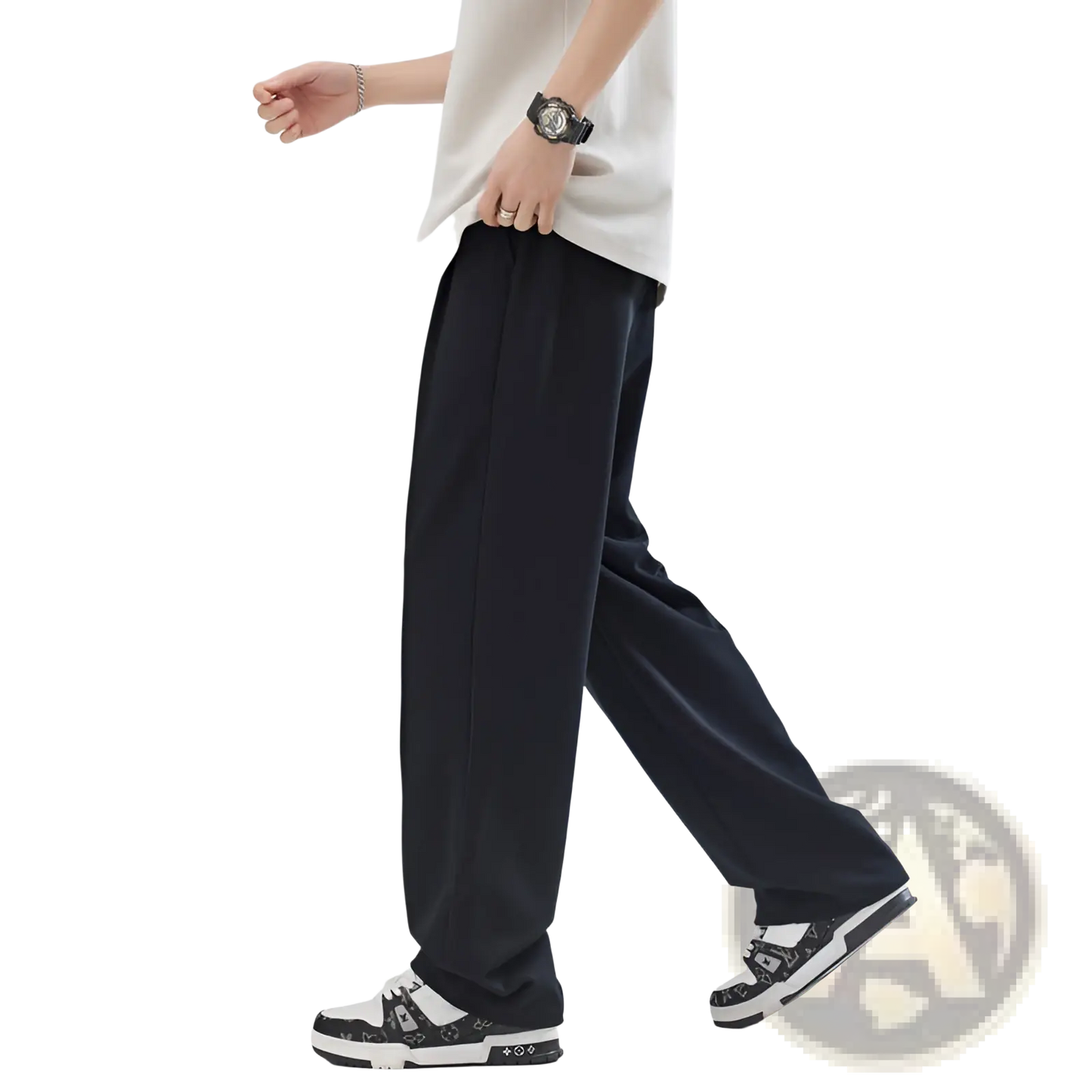Men's Pleated Wide Leg Relaxed Fit Trousers